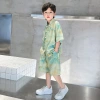 Summer Hanfu 2025 style Children's Casual Set for middle-aged and young kids, a two-piece Tang suit with a traditional Chinese style of "Yuan Shan Dai Pan Buckle" details Picture
